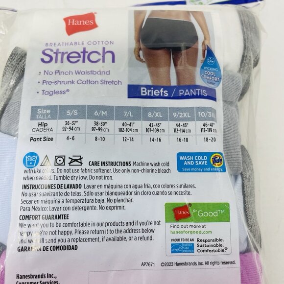 Hanes Women Size 6/Medium 10 Pack Breathable Cotton Bikini Tagless Underwear 944 - Picture 7 of 7